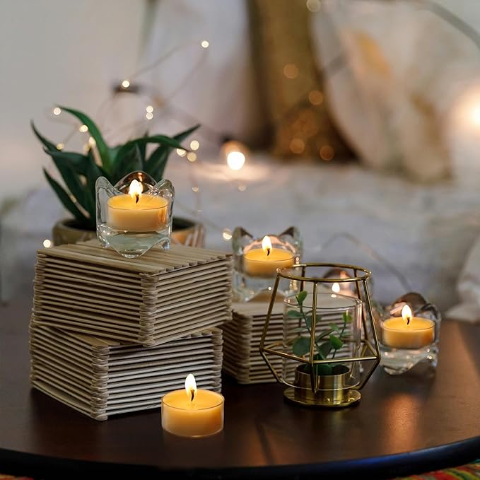 48 Packs Beeswax Tealight Candles, 100% Pure Beeswax Candles | 4-Hour Extended Burn Time | Natural Beeswax Tea Candle in Clear Cup, Perfect for Home Decor,Air Purification,Fragrance
