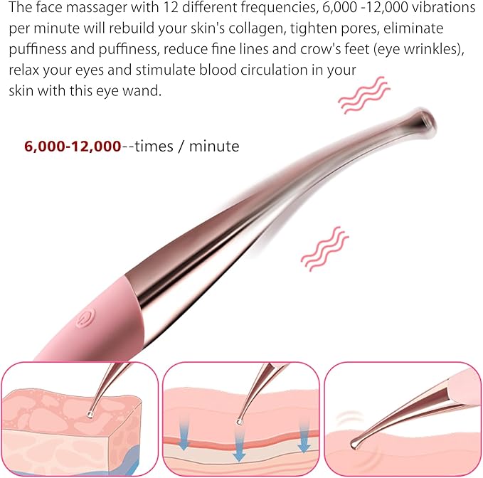 CHARMING Personal Wand Massager with Waterproof Vibration for Full Body Massage Use, Promotes Essence Absorption, Relieves Fatigue - Pink