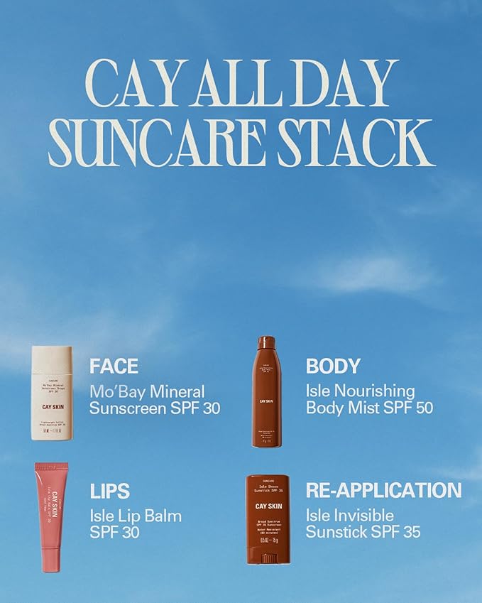 Cay Skin Mo'Bay Mineral Sunscreen Drops SPF 30 – Broad Spectrum Face Sunscreen & Makeup Primer w/Sea Moss – Lightweight, Moisturizing Reef Safe Lotion with Natural Finish for All Skin Types – 1.7 oz.