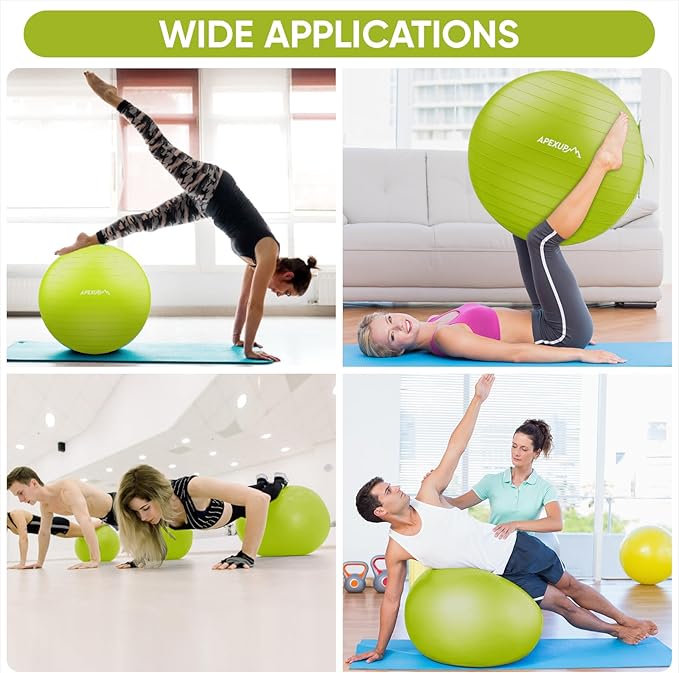 APEXUP Yoga Ball Exercise Ball Anti Slip Heavy Duty for Fitness, Balance & Core Workout