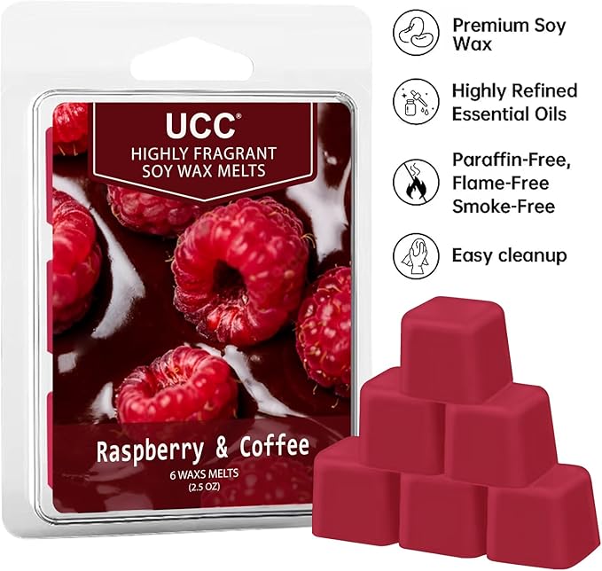 UCC Plant Based All Natural Wax Melts, Strong Fragrance, Long Lasting Premium Soy Scented Melts Cubes, Wax Melts Tarts, Colored Wax Melt - 4 Pack