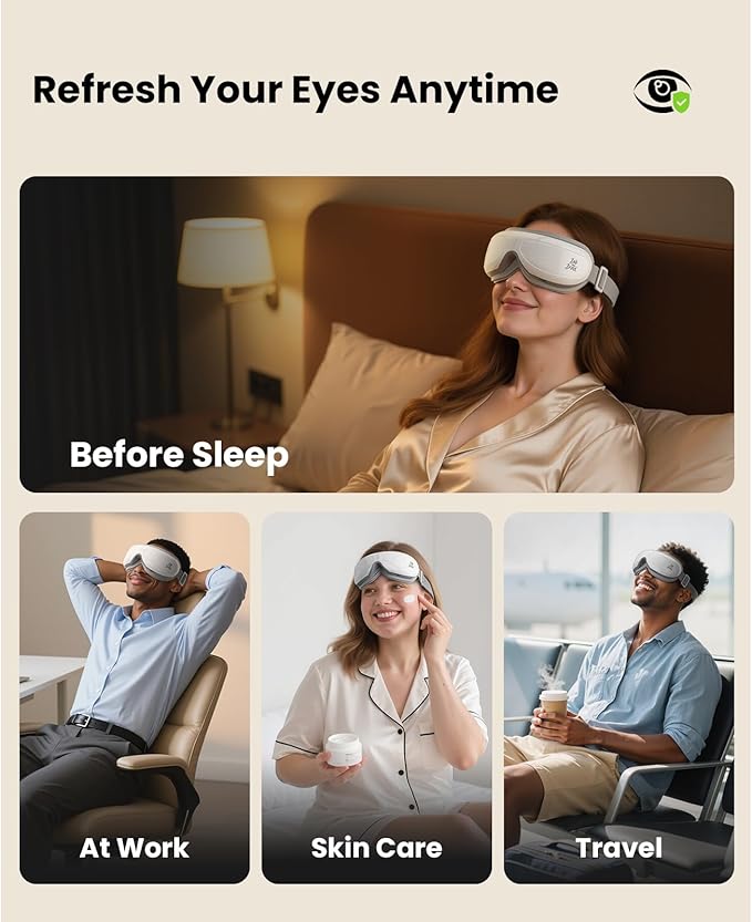 BOB AND BRAD Eye Massager, EyeOasis 2 Plus Eye Mask for Migraines with Remote, Heat, Compression, Smart Face Massager for Dry Eyes Relief, FSA Eligible/HSA Eligible Birthday Gifts for Women Men Mom