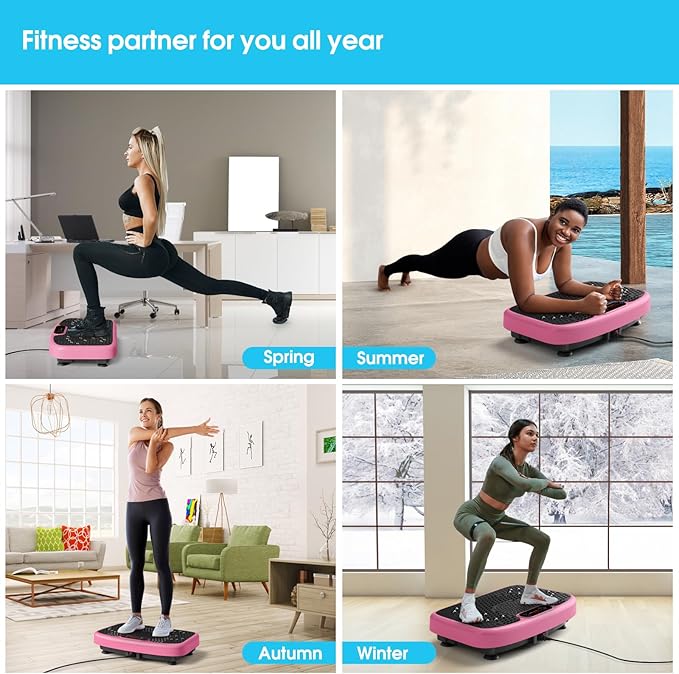 SoftGym Vibration Plate Exercise Machine for Lymphatic Drainage,Power Vibrate Stand Shake Board 450 Lbs Capacity Whole Body Workout Waver with Fitness Resistance Bands Weight Loss Gifts for Women Men