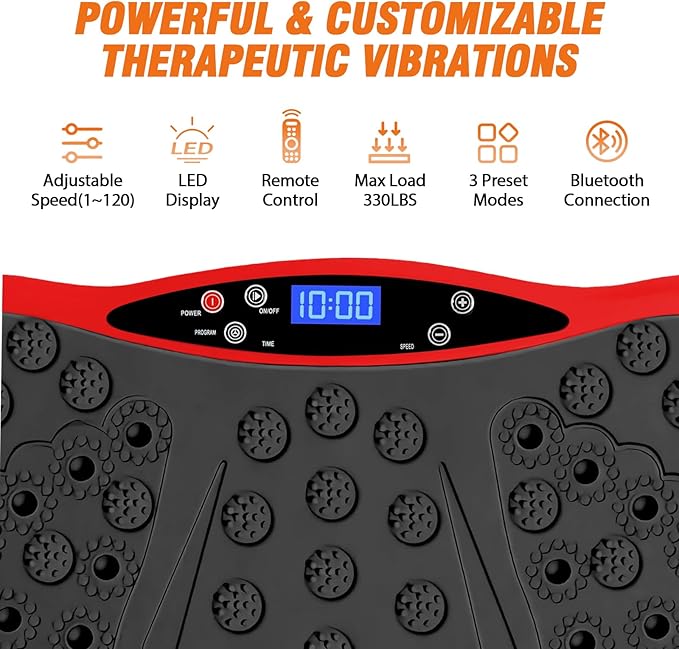 ALSO GO Vibration Plate Exercise Machine, 120-Level & 3 Workout Modes Vibration Board for Weight Loss/Lymphatic Drainage, 400lbs Capacity with Resistance Bands, Full Body Platform for Home Fitness