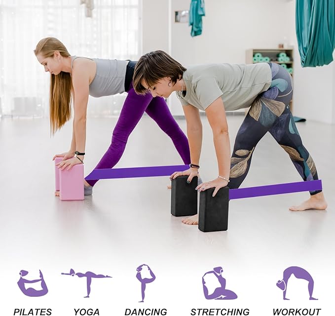 PATIKIL Yoga Blocks & Resistance Band Set, 10 Pack High-Density EVA Foam Yoga Block Bulk 9"x6"x3" Non-Slip Dance Brick Lightweight for Women Gym Stretching Yoga Pilates