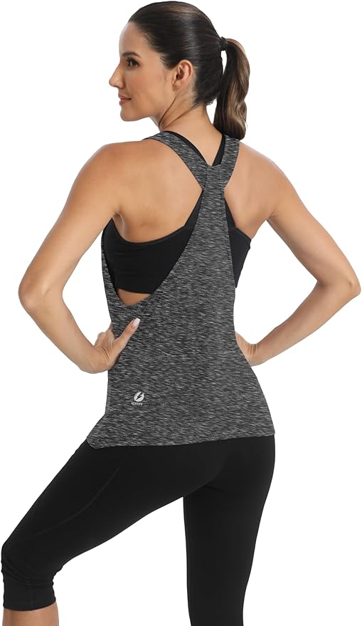 ICTIVE Workout Tops for Women Sleeveless Open Back Muscle Racerback Exercise Tank Shirts