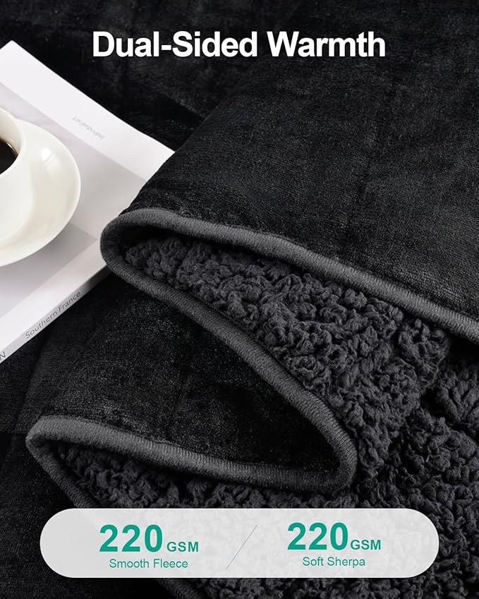 Super Fuzzy Soft Sherpa Fleece Weighted Blanket, 15 lbs Dual Sided Fluffy Heavy Weighted Blankets for Adults - No Bunching with Double Layers of Soft Inner Lining (48"x 72", 15 Pounds)