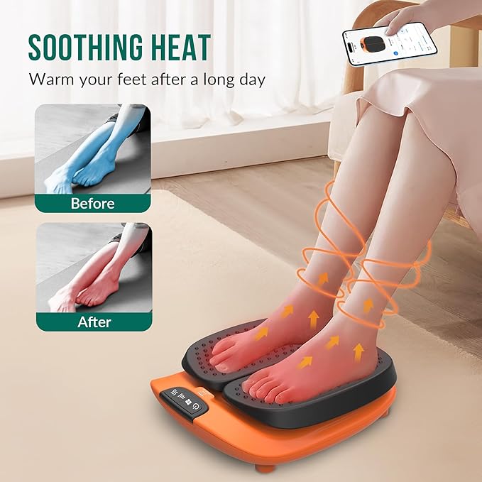 Snailax Vibration Foot Massager with Heat, App Control, Adjustable Vibration Electric Foot Massager Machine for Circulation, Plantar Fasciitis, Pain, Remote Control