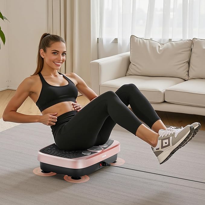 VEVOR Vibration Plate Exercise Machine, Whole Body Shaker for Lymphatic Drainage and Weight Loss, Home Workout Gym Fitness Equipment with 2 Resistance Bands, Vibrating Platform for Women Men