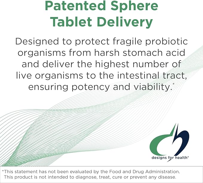 Designs for Health Probiotic Synergy Spheres - Patented Controlled Release Probiotic Spheres - Supplement for Adults with Bifidobacterium Longum + L Acidophilus (60 Spheres)