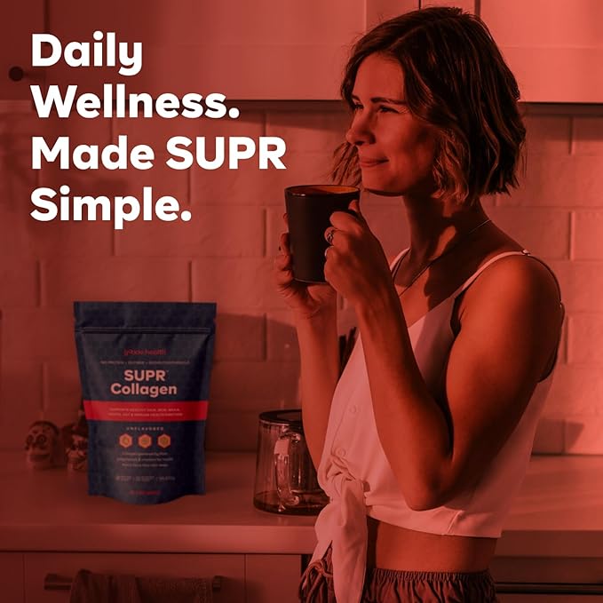goode health SUPR Collagen Powder – Unflavored, Easy-Mix Bovine Collagen with Fiber, Polyphenols & Vitamins – Supports Skin, Hair, Nails, Joints & Digestion – 25 Servings