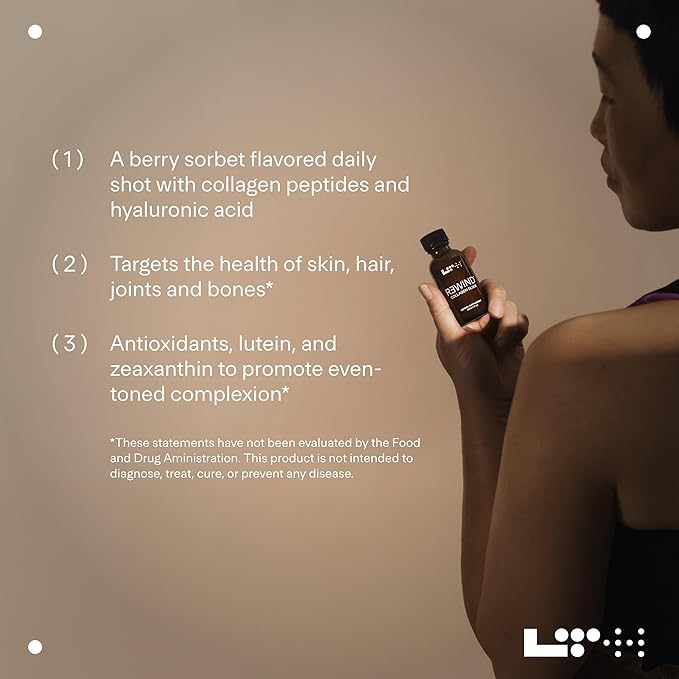 LTH Rewind Collagen Elixir - Trusted by Life Time Members - with Collagen Peptides, Hyaluronic Acid & Antioxidants - Supports Hair, Skin, Joint & Bone Health - Berry-Sorbet, 30 ml (15 Pack)