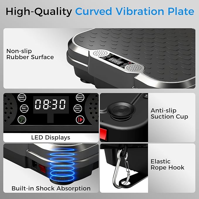 AoraPulse Vibration Plate Exercise Machine, Vibration Plate for Lymphatic Drainage Weight Loss, 330 Lbs Capacity Full Body Workout Vibrate Fitness Platform for Home Women Men