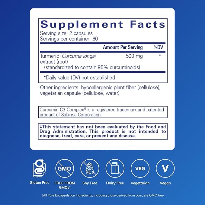Pure Encapsulations Curcumin - 500 mg - Supports Joint Health & Liver Health - Curcuma Longa Capsule - Non-GMO & Vegan - 120 Capsules