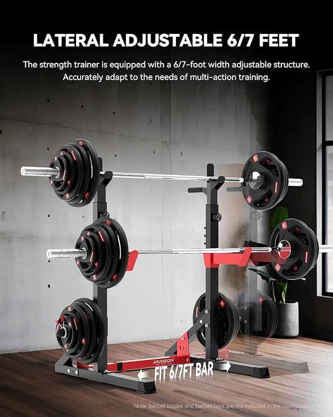 HARISON Heavy Duty Squat Rack, Bench Press Rack, Adjustable Barbell Rack for Home Gym,Multi-functional Half Rack Weight Lifting, Power Rack