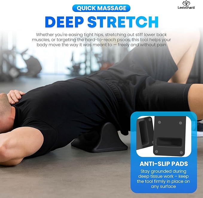 Psoas Release Tool, Hip Hook Psoas Muscle Release Tool, Deep Tissue Hip Massager and Back Stretcher for Hip Flexor and Trigger Point Relief (Black)