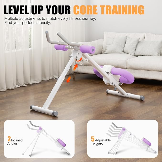 Abdominal Trainers - Adjustable Ab Trainer Machine, Foldable Abdominal Workout Equipment with Knee Protection - Home Gym Core Strength Trainer for Men & Women