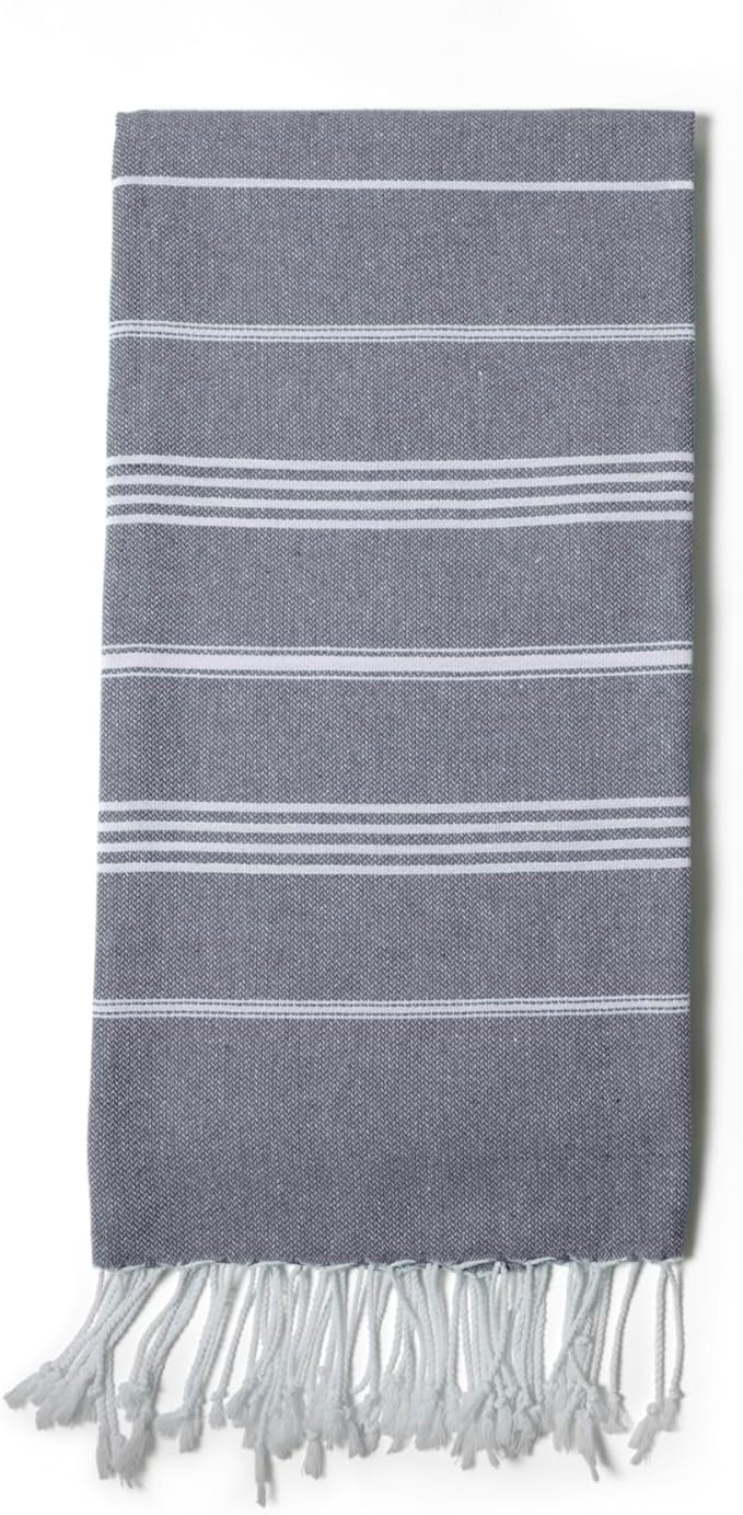 Turkish Beach Towel 100% Organic Cotton Extra Large Oversized (39 x 71 Inches) Quick Dry Sand Free Light Weight Prewashed for Bath Beach Gym Yoga Travel Towel Blanket (Slate Grey)