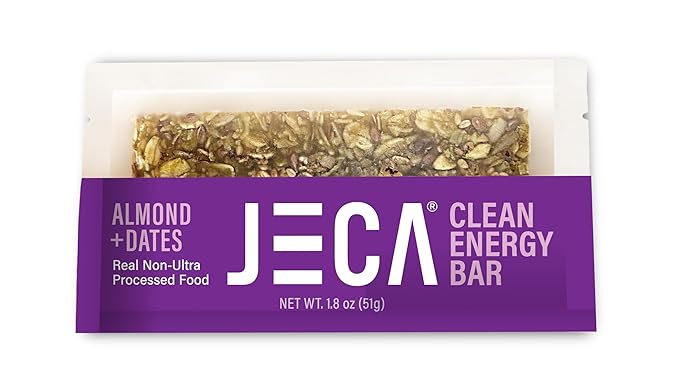 JECA® Almond Dates Energy Bars - Plant-Based Snack with Oats, Almonds, Dates, Peanuts, & Organic Agave Nectar - Vegan, Gluten-Free, Non-GMO - Natural Ingredients - Chewy Texture - 1.8 oz, 12-Pack