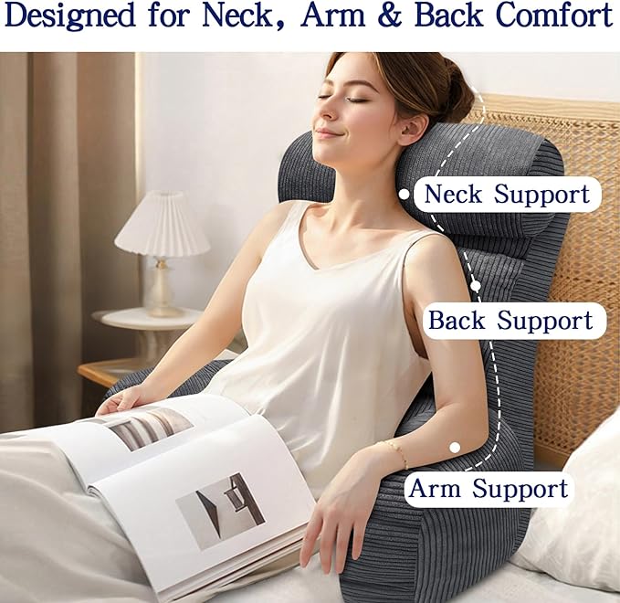 Back Pillow for Bed Sitting Up, Reading Pillow, Extra Large Arm Pillows for Adults for Back Support,Bed Pillow for Sitting up for Watching TV/Gaming/Relaxing