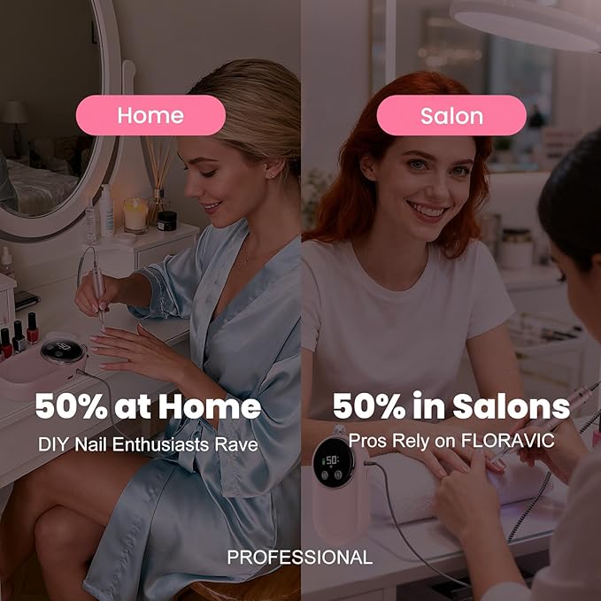 Nail Drill Professional, 50000RPM Rechargeable Cordless Electric Nail Kit with Bits & Anti-Slip Pad, Portable for Acrylic/Gel Removal & Faster Shaping, Manicure & Pedicure at Home or Salon