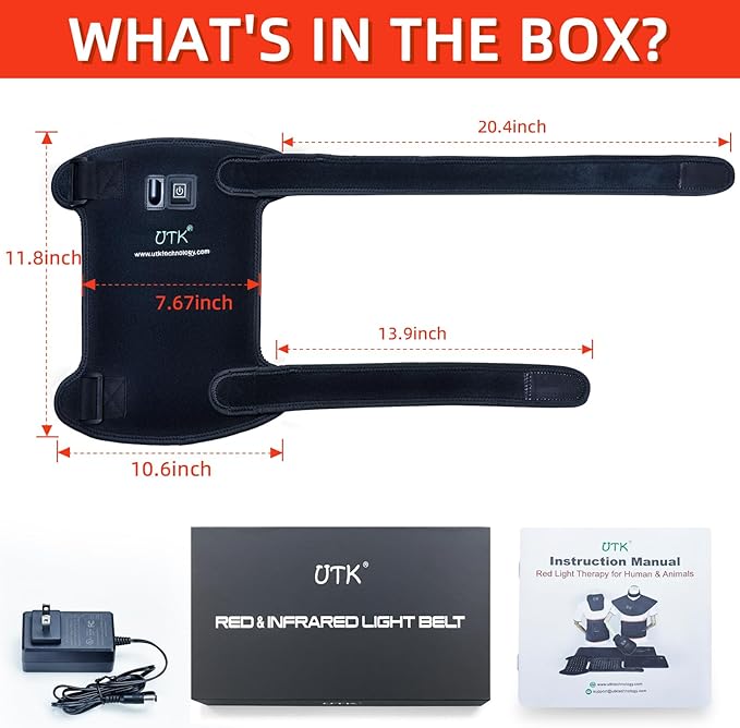 UTK Red Light Therapy for Body, 162Pcs 660nm Red Light & 54Pcs 850nm Infrared Light Therapy Belt for Knee Elbow, Home Use Wearable Red Light Therapy Pad for Joint Pain Relief