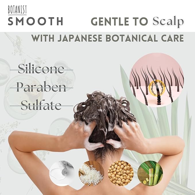 BOTANIST Anti Frizz Shampoo and Conditioner Set for Women & Men, Sulfate Free Shampoo and Conditioner with Keratin, Hyaluronic Acid & Collagen from Japan, Paraben Free SHAMPOO 31.7Fl Oz SMOOTH