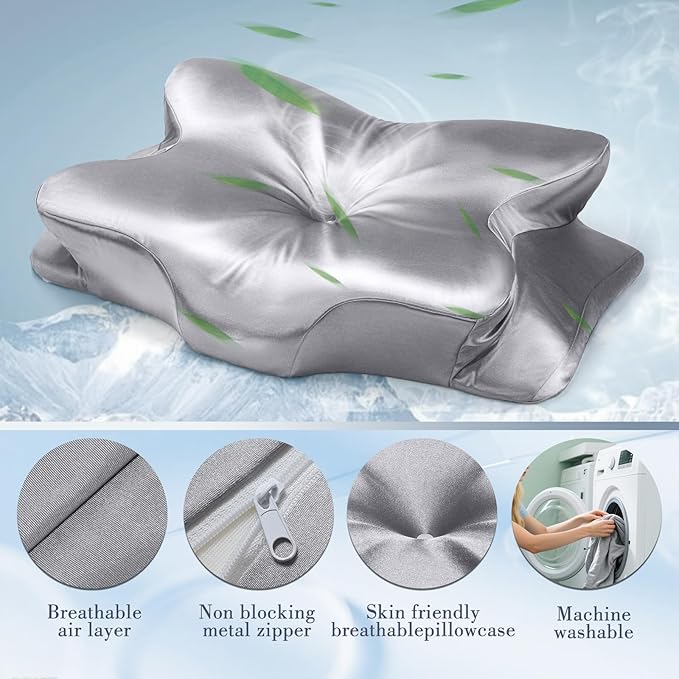 CCidea Ergonomic Contour Memory Foam Pillow for Side Sleepers, Breathable Cervical Support Pillow with Removable Cover