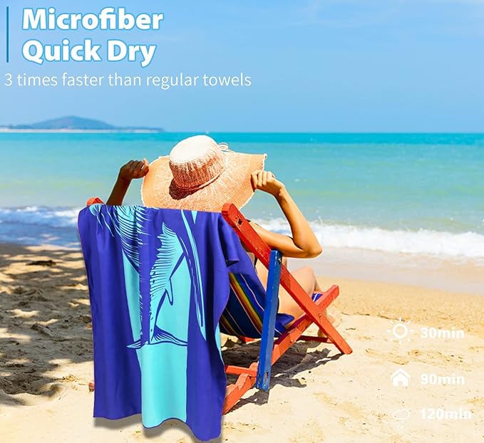 6 Pack Microfiber Oversized Lightweight Beach Towel 71"x32" Extra Thin Large Sand Free Towels Travel Swim Pool Yoga Gym for Adults Women Men Beach Essentials Accessories Vacation Gift
