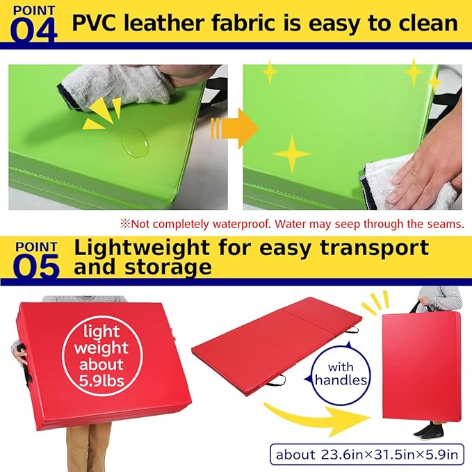 Gymnastics Mat Folding Stretch Mats 71"x31"x2" Exercise Muscle Training Children Play Horizontal Bar Mat Yoga Sports Soundproof Home Use