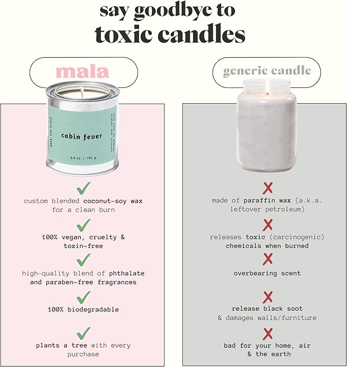 MALA Cabin Fever Cypress Evergreen & Moss Candle for Home – Forest‑Inspired Aromatherapy – Vegan Soy – 45 Hour Clean Burn – Organic Non‑Toxic Candles – Cozy Room Decor – 6.8 oz