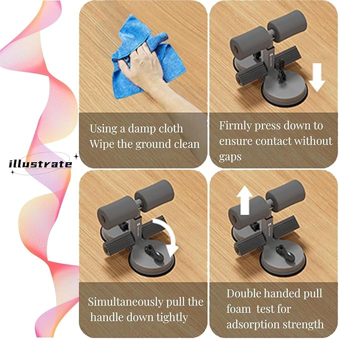 abs master sit up bar,sit ups foot holder with Elastic 2 Suction Cups and Pull Rope Portable Sit Up Assistant Device for Home Workout