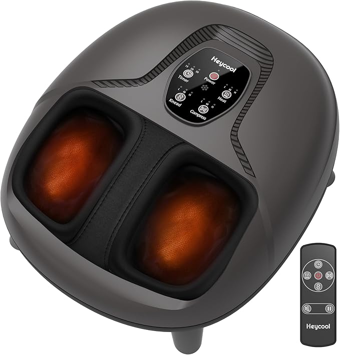 Shiatsu Foot Massager with Heat,Knead,Rolling Compression Feet Massager Machine for Plantar Fasciitis Neuropathy, Remote Control,Foot Warmer Gifts for Women Men, Size 14