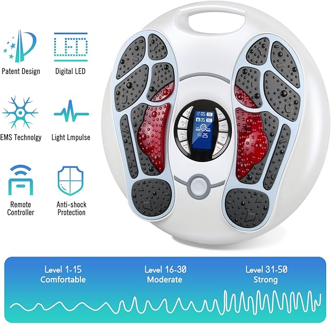 EMS Foot Massager for Neuropathy, Circulation Stimulator - 25 Modes, 99 Intensities, FSA/HSA Approved