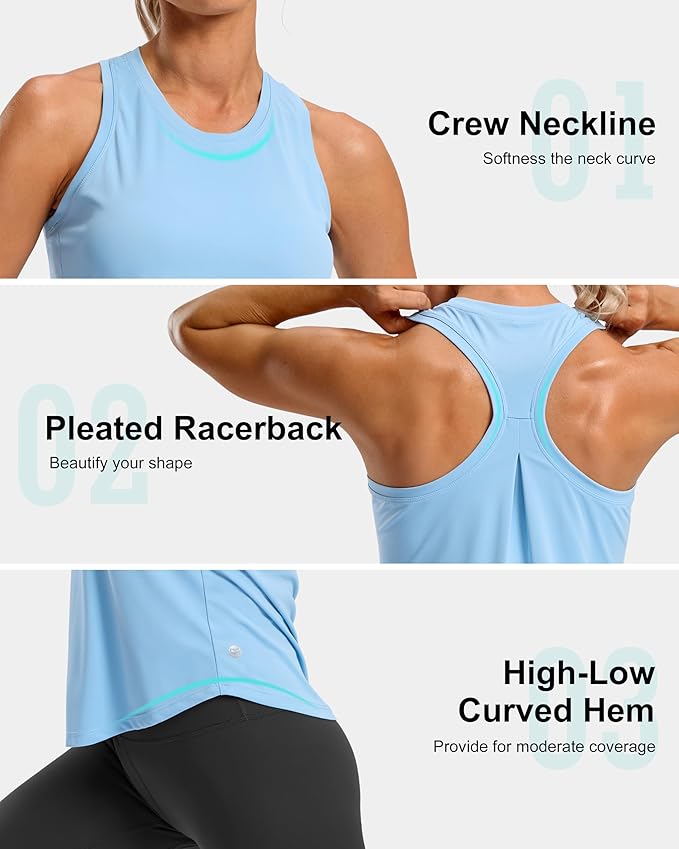 G Gradual Women's Workout Tank Tops Racerback Athletic Yoga Tops Loose Fit Sleeveless Running Gym Sports Shirts for Women