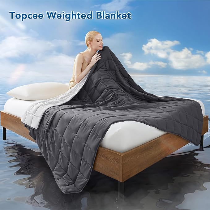Topcee Weighted Blanket (20lbs 80"x87" King Size) Soft Cooling Heavy Blanket Sleeping, Apply to 190-210 lbs Body, Thick Breathable Blanket with Glass Bead, Easy Care