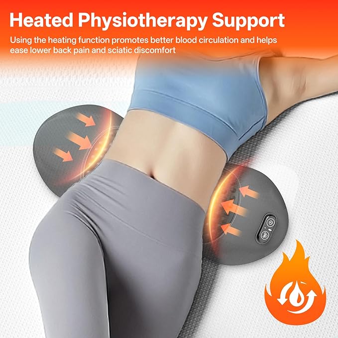 3-in-1 Electric Lumbar Support Pillow for Bed and Chair, Smooth Spine Triple Fusion Back Massager with Heated, Vibration and Traction for Lower Back Pain Relief and Spine Support