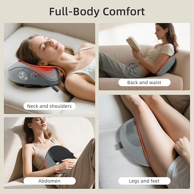 Shiatsu Back and Neck Massager with Heat - Deep Tissue 4D Kneading Massage Pillow for Pain Relief, Electric Shoulder Mlassager for Neck, Lower Back, Legs, Gifts for Men Women Mom Dad. Home Office car