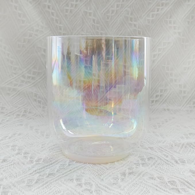 Hye-eun 5.25Inch B Note Crown Chakra Clear Cosmic Light Crystal Singing Bowl Quartz Sound Bowl with Free Mallet & O-ring are Included