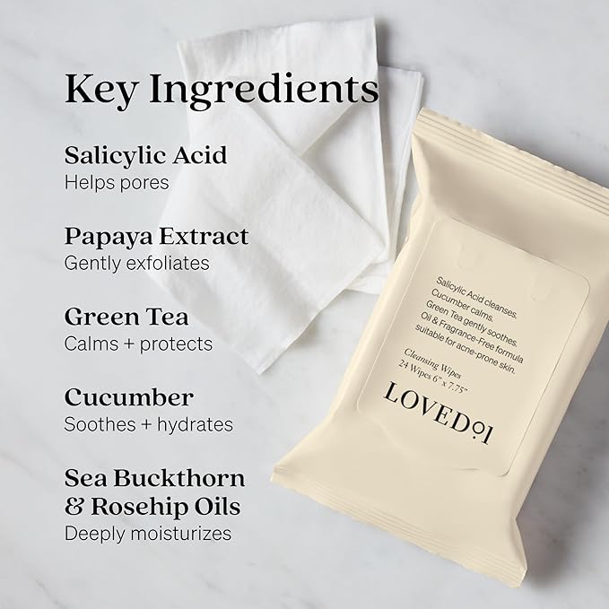 Face & Body Salicylic Acid Exfoliating Cleansing Wipes, John Legend Skincare, Oil & Fragrance-Free, No-Rinse, Suitable for Blemish-Prone Skin, 3-Pack (72 wipes)