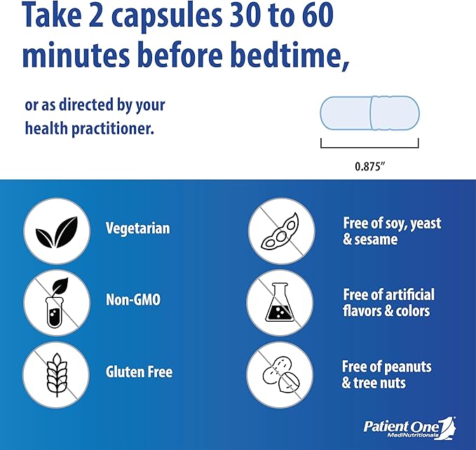 Patient One Sleep Care | Supplement to Support Transition into Sleep and Restful Sleep* | with Chamomile, Valerian, Melatonin and More | 60 Capsules