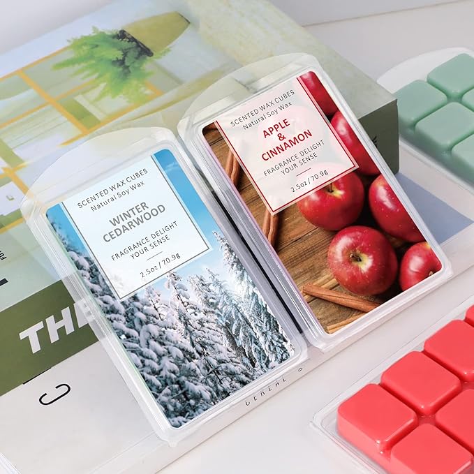 SCENTORINI Wax Melts, Scented Wax Melts, Vanilla & Coconut, Apple & Cinnamon, Pumpkin, Mint & White Jasmine, Winter Cedarwood, Black Pomegranate, Mediterranean Fig, 8x2.5 oz