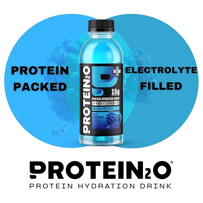 Protein2o 15g Whey Protein Isolate Hydration Drink Plus Energy & Focus, 350mg of Electrolytes, Vitamins B5 & B6, Sugar Free, Energy Variety Pack, 16.9 oz Bottle (Pack of 12)