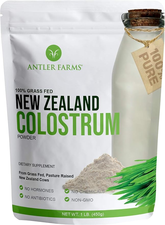 Antler Farms 100% Pure New Zealand Colostrum, 30 Servings, 1 lb - Grass Fed, Pasture Raised, Clean Sourced, Cold Processed, Undiluted, High IgG Content