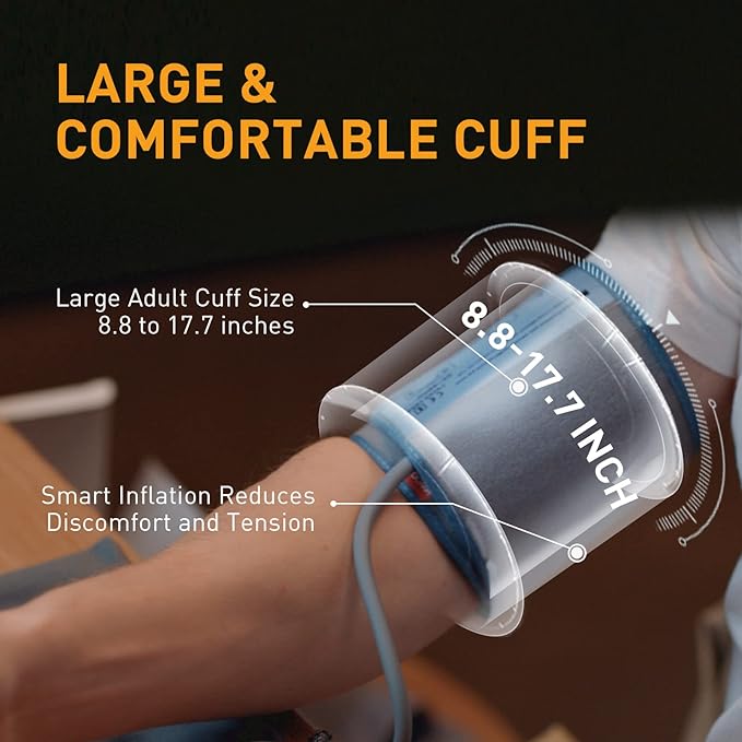 yuwell Upper Arm Blood Pressure Monitor | Medical Grade, BP Machine for Home Use | 2 Users, 99x2 Readings, Wide Range Blood Pressure Cuff, 4.5" Large Display, Power Adapter