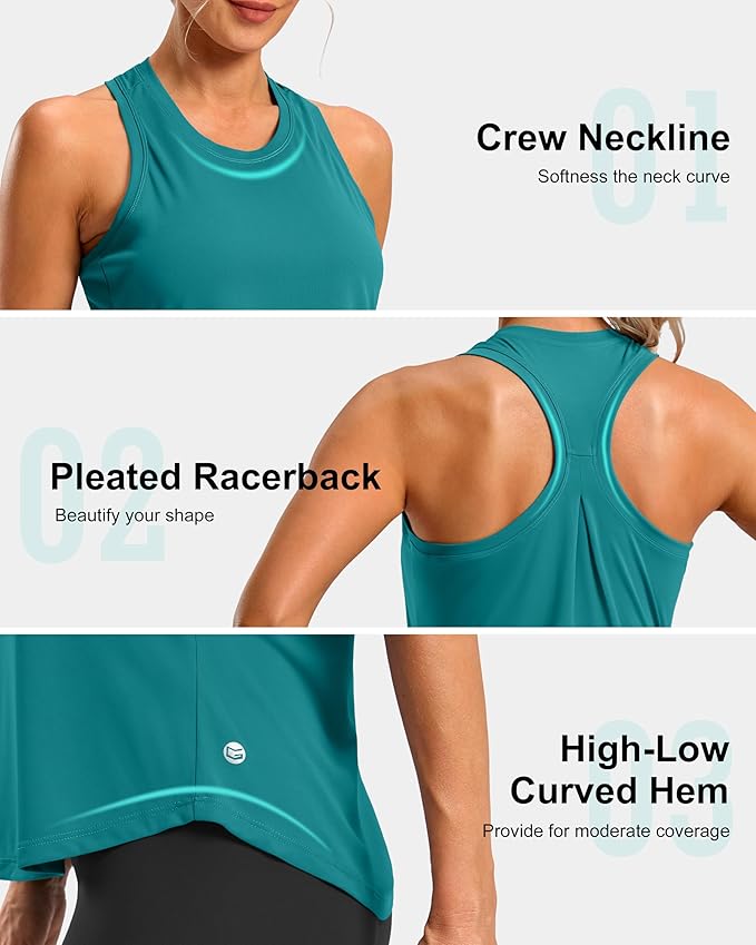 G Gradual Women's Workout Tank Tops Racerback Athletic Yoga Tops Loose Fit Sleeveless Running Gym Sports Shirts for Women