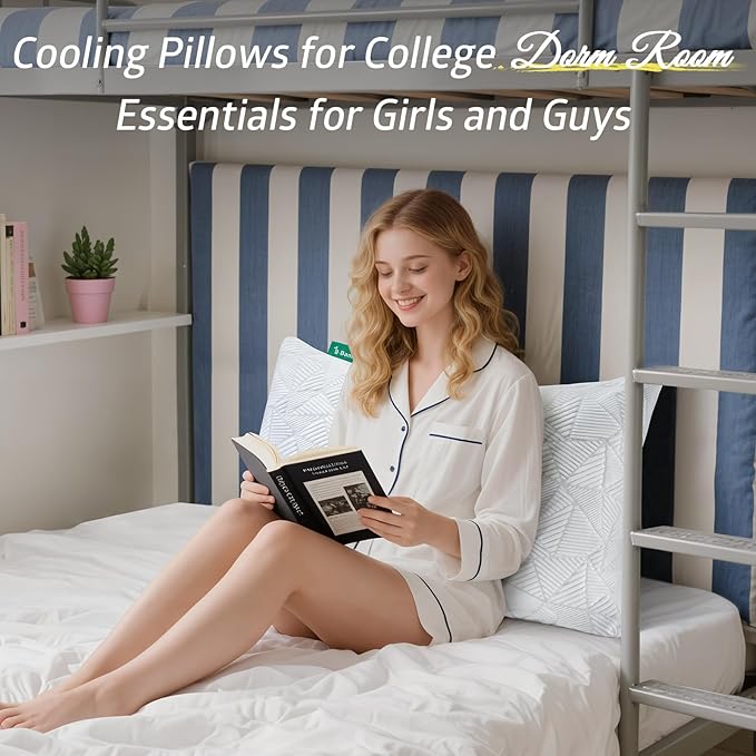 BETU Cooling Pillows Standard Size Set of 4, Shredded Memory Foam Bed Pillows,Adjustable Firm Support Cool Pillow for Neck Pain and Side Sleeping,White