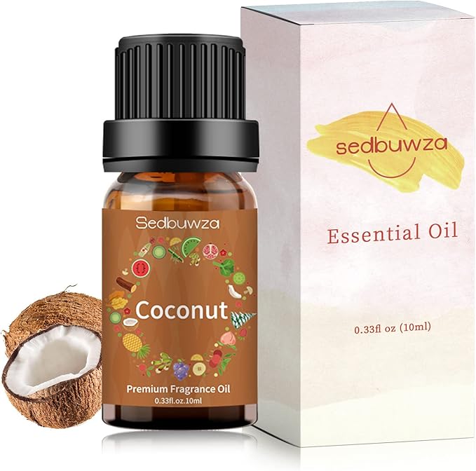 Sedbuwza Coconut Essential Oil, Pure Organic Coconut Fragrance Oil for Diffuser, Humidifier, Soap, Candle, Perfume