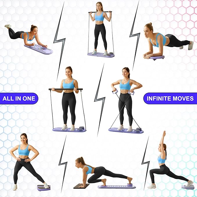 Pilates Board โ Upgraded Foldable Pilates Reformer, 8 in 1 Pilates Board Set for Home Workout, 15 in 1 Abdominal Trainer Board to Revolutionize Your Fitness
