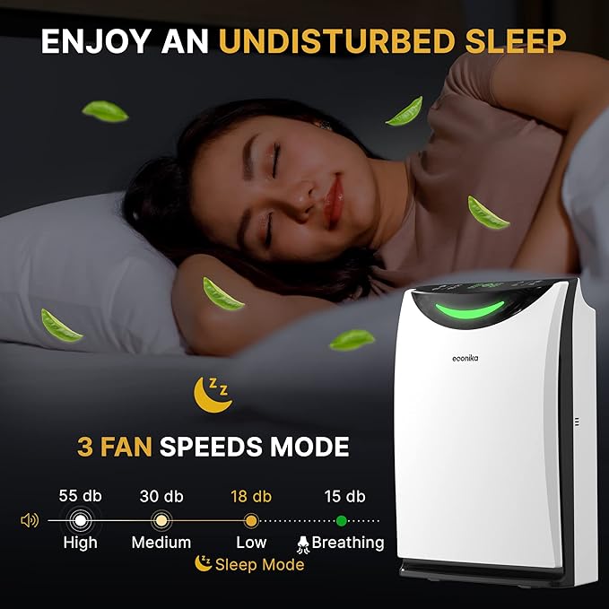 Air Purifier and Humidifier Combo – HEPA Air Purifier with UV Light, Quiet for Bedroom and Living Room – Whole House Large Room Cleaner